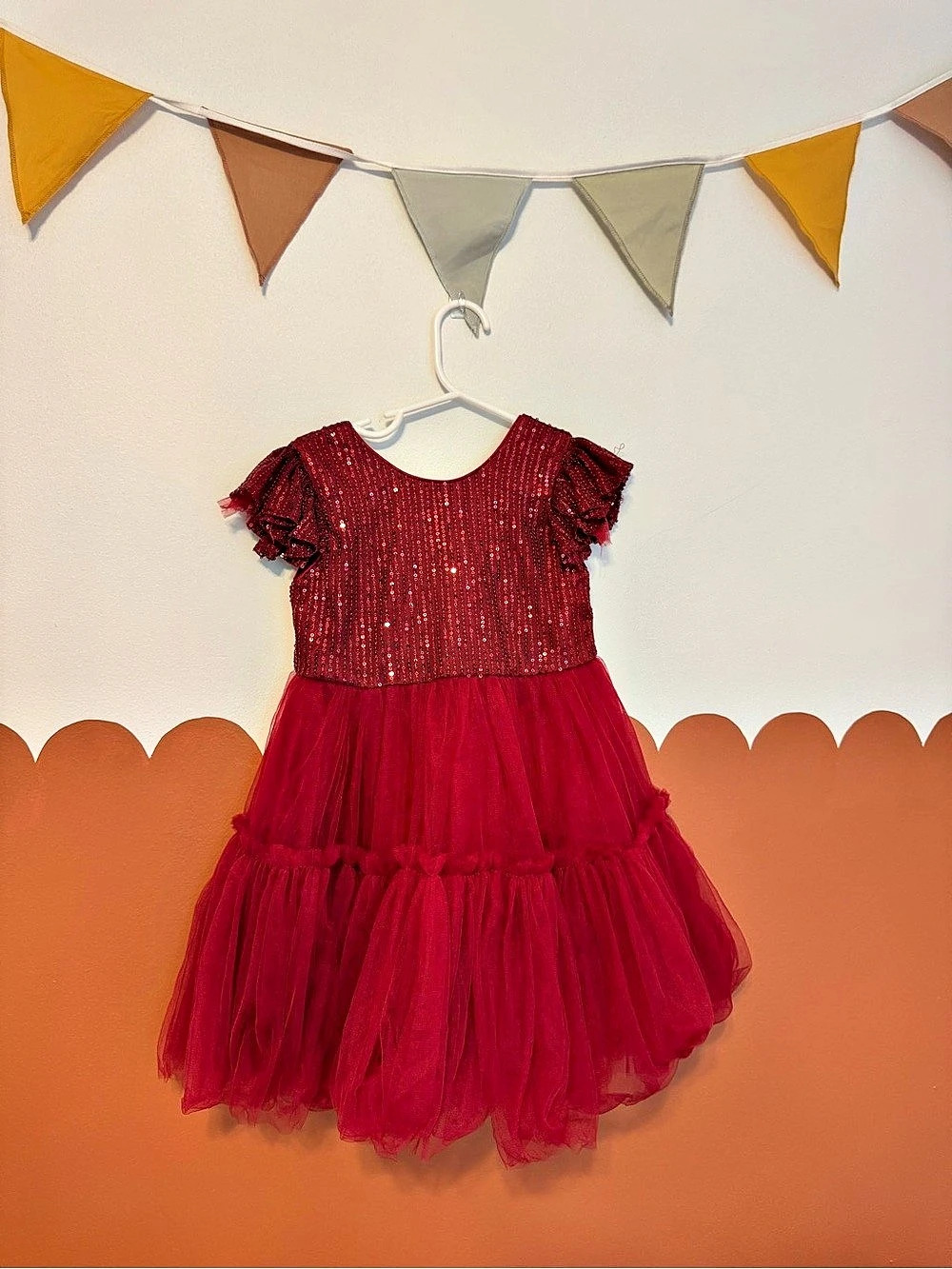 Red Sequin Tiered Dress Girls' Size 10 Like New